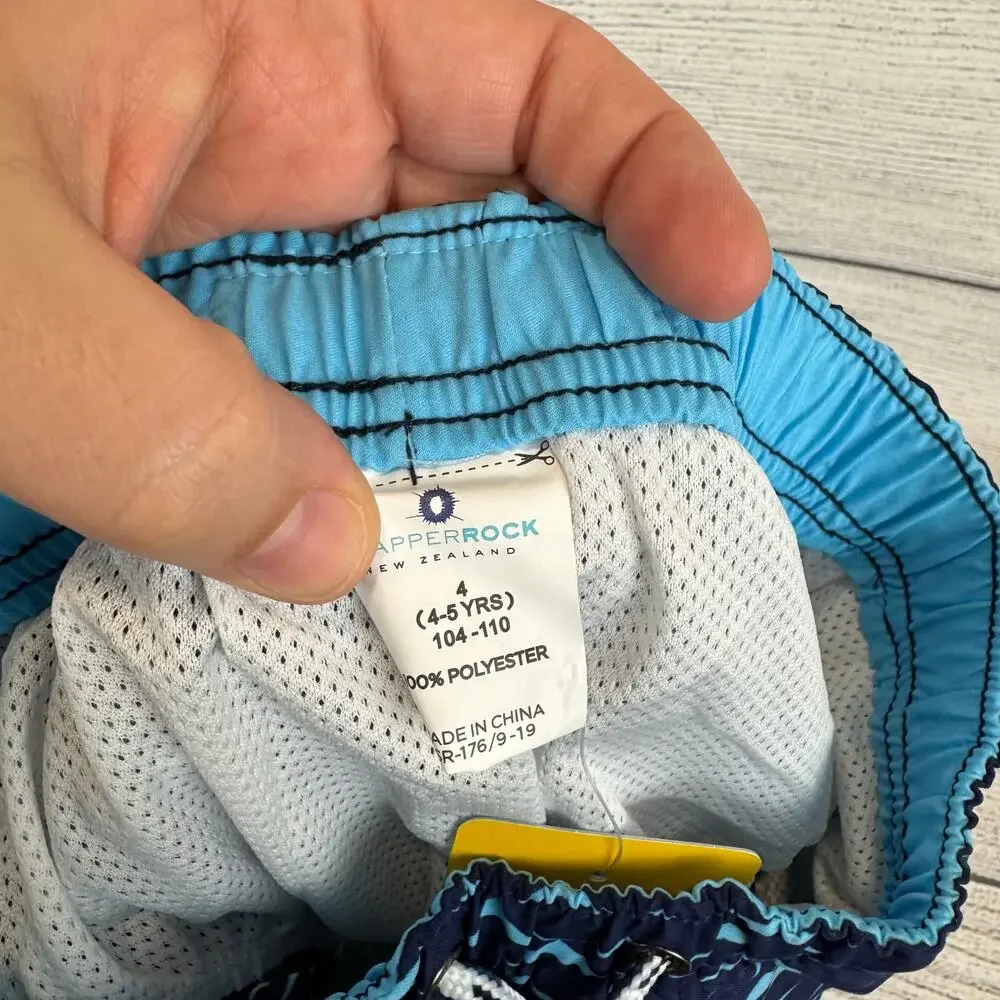 Snapper Rock Boy's Navy Blue Wave Printed Swim Trunks Size 4
